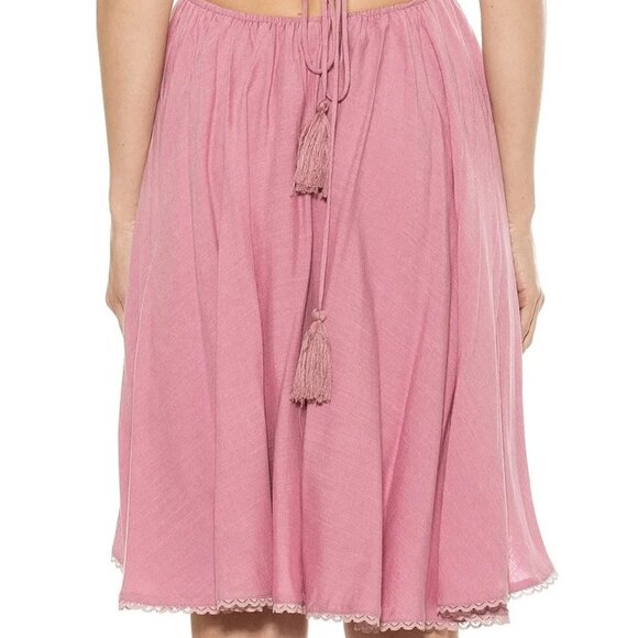 ALEXIA ADMOR Size 8 Women's Ali Halter Dress Lace Trim Cutout Fit and Flare Pink - Picture 13 of 15